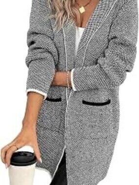 Sidefeel Black & White Geometric Cardigan - Size XL